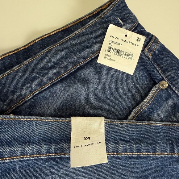 Good American Jean Shorts Good 90s Distressed Frayed Womens 24 Plus Blue NWT - Picture 6 of 11